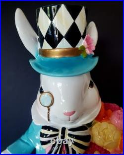 Mackenzie Childs Calico Bunny Alice Wonderland LG 16T Resin NEW in box! GIFT