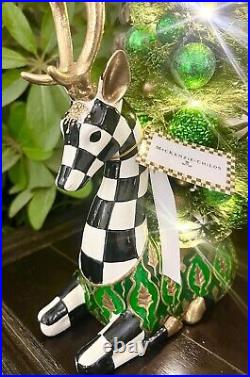 Mackenzie Childs Christmas Emerald Luxe Illuminated Deer Bottle Brush Tree 15x9