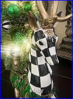 Mackenzie Childs Christmas Emerald Luxe Illuminated Deer Bottle Brush Tree 15x9