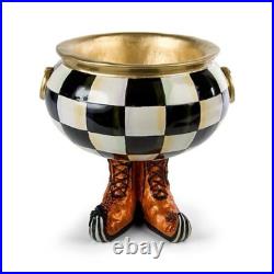Mackenzie Childs Courtly Check Cauldron New Halloween Witch feet