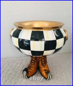 Mackenzie Childs Courtly Check Cauldron New Halloween Witch feet