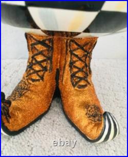 Mackenzie Childs Courtly Check Cauldron New Halloween Witch feet