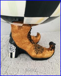 Mackenzie Childs Courtly Check Cauldron New Halloween Witch feet