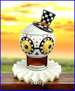 Mackenzie Childs Courtly Check Hat Boo Candy Dish Ceramic 8.25 Tall New