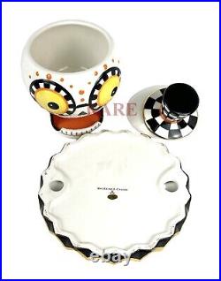 Mackenzie Childs Courtly Check Hat Boo Candy Dish Ceramic 8.25 Tall New