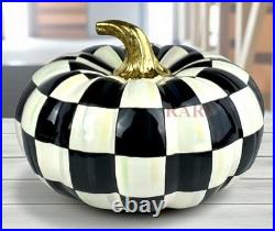 Mackenzie-Childs Courtly Check Medium Squashed Pumpkin 8 x 16 New