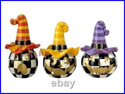 Mackenzie-Childs Courtly Check Mini Jack Ghosts Set Halloween New No Box