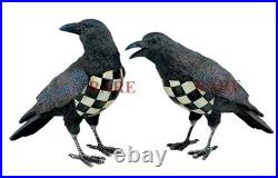 Mackenzie-Childs Courtly Check Set of Two Spellbound Ravens New No Box