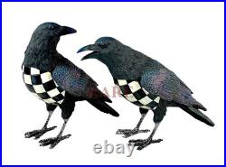 Mackenzie-Childs Courtly Check Set of Two Spellbound Ravens New No Box