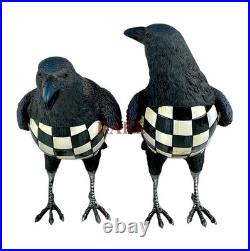 Mackenzie-Childs Courtly Check Set of Two Spellbound Ravens New No Box