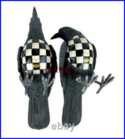 Mackenzie-Childs Courtly Check Set of Two Spellbound Ravens New No Box