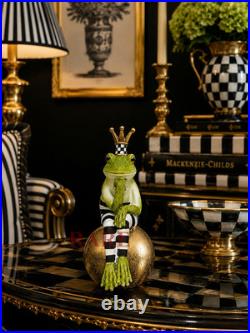 Mackenzie-Childs Courtly Check Stripe Fergal The Frog On Golden Ball New No Box