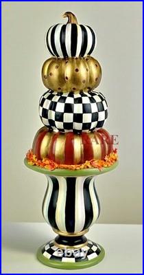 Mackenzie-Childs Courtly Check & Stripe Tabletop Stacking Pumpkin New No Box