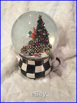 Mackenzie Childs Courtly Check Truck Christmas Tree Rooster Snow Globe Rare