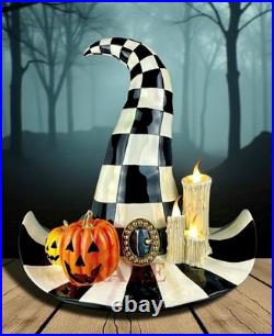 Mackenzie-Childs Courtly Check Which Witch Hat Illuminated Pumpkin Halloween