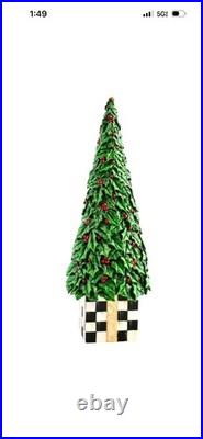 Mackenzie Childs Courtly Checks box Holly Leaf Tree 14.75 tall NEW