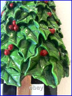 Mackenzie Childs Courtly Checks box Holly Leaf Tree 14.75 tall NEW