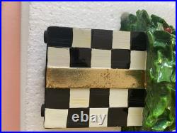 Mackenzie Childs Courtly Checks box Holly Leaf Tree 14.75 tall NEW