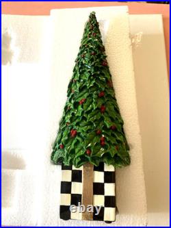 Mackenzie Childs Courtly Checks box Holly Leaf Tree 14.75 tall NEW