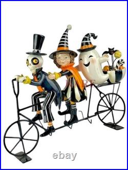Mackenzie-Childs Courtly Stripe Happy Boo Family on Bike Halloween New No Box
