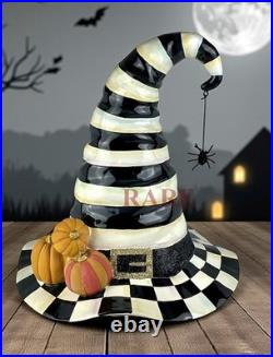 Mackenzie-Childs Courtly Stripe Witch’s Hat With Pumpkins New