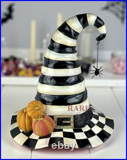 Mackenzie-Childs Courtly Stripe Witch's Hat With Pumpkins New
