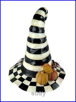 Mackenzie-Childs Courtly Stripe Witch's Hat With Pumpkins New