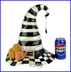 Mackenzie-Childs Courtly Stripe Witch's Hat With Pumpkins New