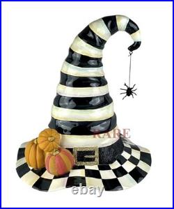 Mackenzie-Childs Courtly Stripe Witch's Hat With Pumpkins New