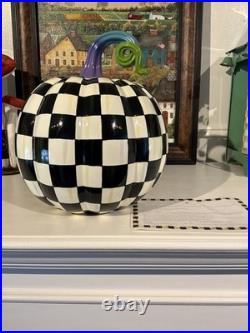 Mackenzie-Childs Fortune Teller Courtly Check Large 12 T Pumpkin Halloween EUC