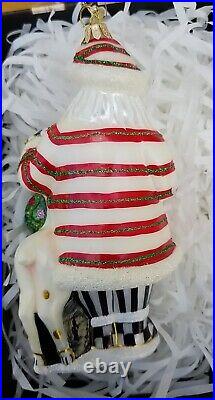 Mackenzie Childs Granny Kitsch Santa & Friend Glass Christmas Ornament