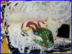 Mackenzie Childs Granny Kitsch Santa & Friend Glass Christmas Ornament