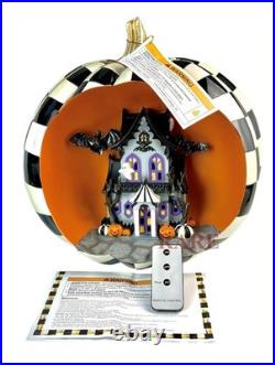 Mackenzie-Childs Halloween Illuminated Haunted House Pumpkin Scene New Box