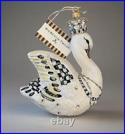 Mackenzie Childs Her Majesty Swan Glass Christmas Ornament NIB