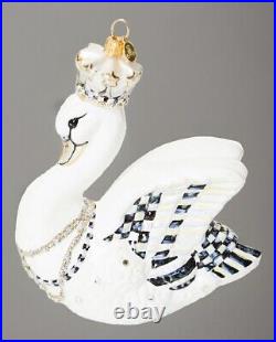Mackenzie Childs Her Majesty Swan Glass Christmas Ornament NIB