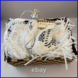Mackenzie Childs Her Majesty Swan Glass Christmas Ornament NIB