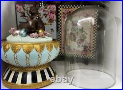 Mackenzie Childs Macaron Courtly Check Chocolate Bunny Cloche 10.25 New