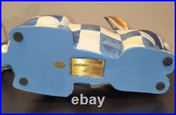 Mackenzie Childs Pair of Royal Check Bunnies, Standing and Resting NIB Mackenzie Childs Pair of Royal Check Bunnies, Standing and Resting NIB