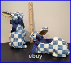 Mackenzie Childs Pair of Royal Check Bunnies, Standing and Resting NIB Mackenzie Childs Pair of Royal Check Bunnies, Standing and Resting NIB