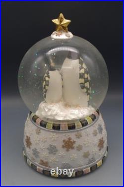 Mackenzie Childs Penguins Snow Globe Checkered Pattern Musical Original Box Mackenzie Childs Penguins Snow Globe Checkered Pattern Musical Original Box