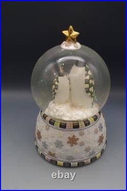 Mackenzie Childs Penguins Snow Globe Checkered Pattern Musical Original Box Mackenzie Childs Penguins Snow Globe Checkered Pattern Musical Original Box