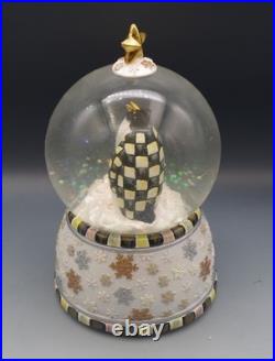 Mackenzie Childs Penguins Snow Globe Checkered Pattern Musical Original Box Mackenzie Childs Penguins Snow Globe Checkered Pattern Musical Original Box