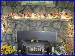 Mackenzie Childs Ribbon Courtly Checkse Fall Holiday Lighted 9 Foot Garland