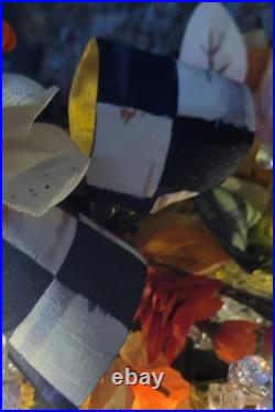 Mackenzie Childs Ribbon Courtly Checkse Fall Holiday Lighted 9 Foot Garland