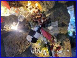 Mackenzie Childs Ribbon Courtly Checkse Fall Holiday Lighted 9 Foot Garland