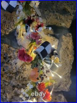 Mackenzie Childs Ribbon Courtly Checkse Fall Holiday Lighted 9 Foot Garland