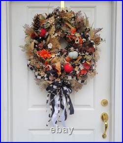 Mackenzie Childs Ribbon Spider Fall Halloween THANKSGIVING Holiday Door Wreath
