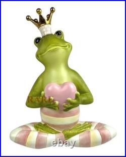 Mackenzie-Childs Rosy Check Fergal The Frog With Heart Décor New No Box