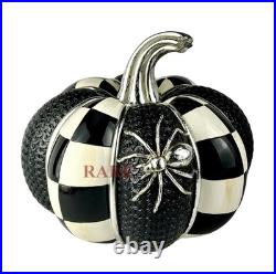 Mackenzie-Childs Spellbound Spider Pumpkin Black Silver Halloween New