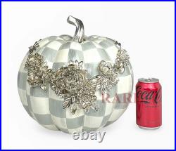 Mackenzie-Childs Sterling Check Large Floral Garland Pumpkin Halloween New